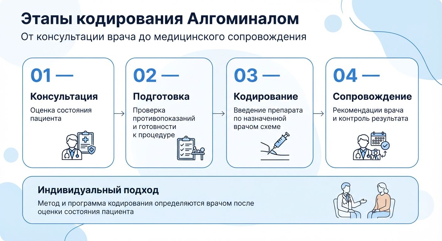 Кодирование препаратом «Алгоминал» в Дедовске инфографика